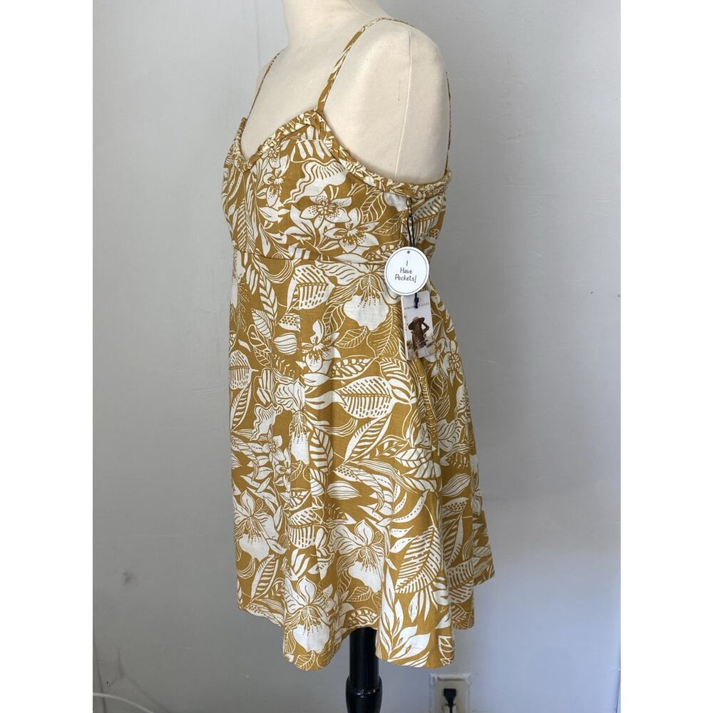 NWT Sincerely Jules Mini Dress Womens M Floral Strappy Tropical Linen Blend - Picture 3 of 13